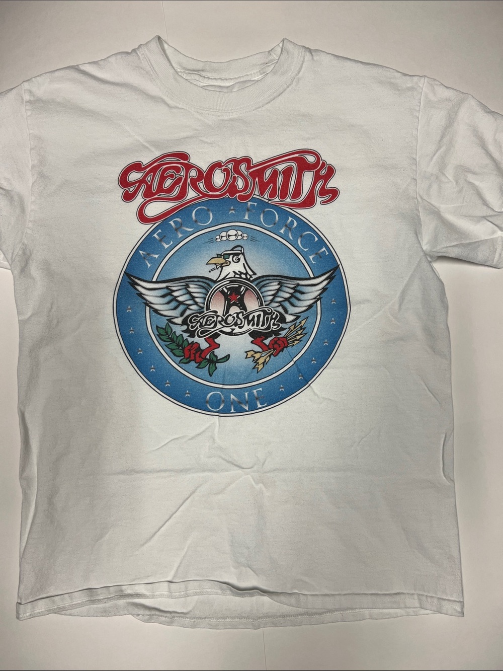 Aero Force One Graphic Tee - White with Blue & Red